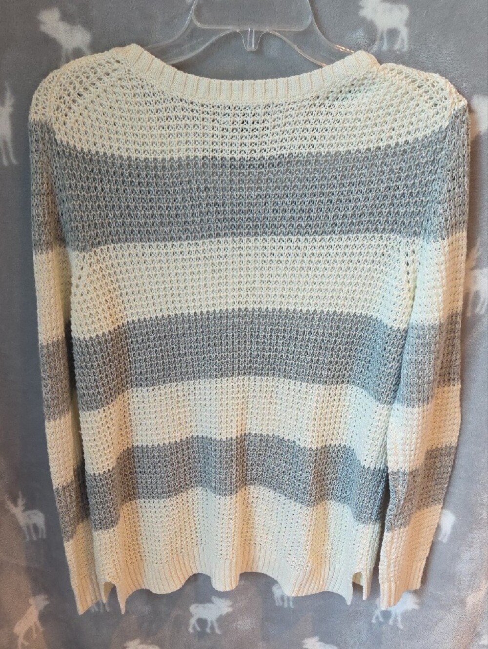 a.n.a Cream & Gray Striped Crewneck Sweater - Picture 3 of 3